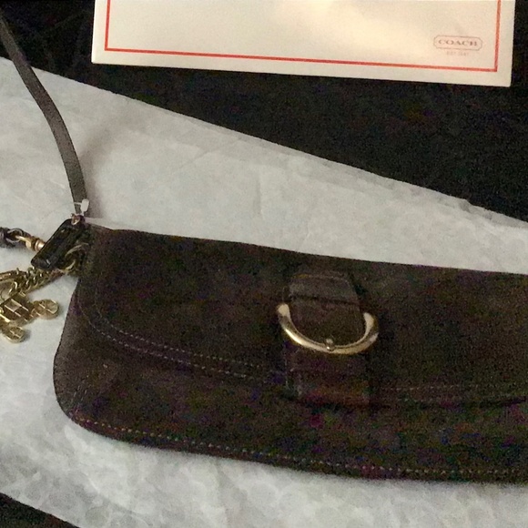 HOST PICK NWT Coach SOH Suede clutch with wristlet & brass chain & Charms - Picture 3 of 8